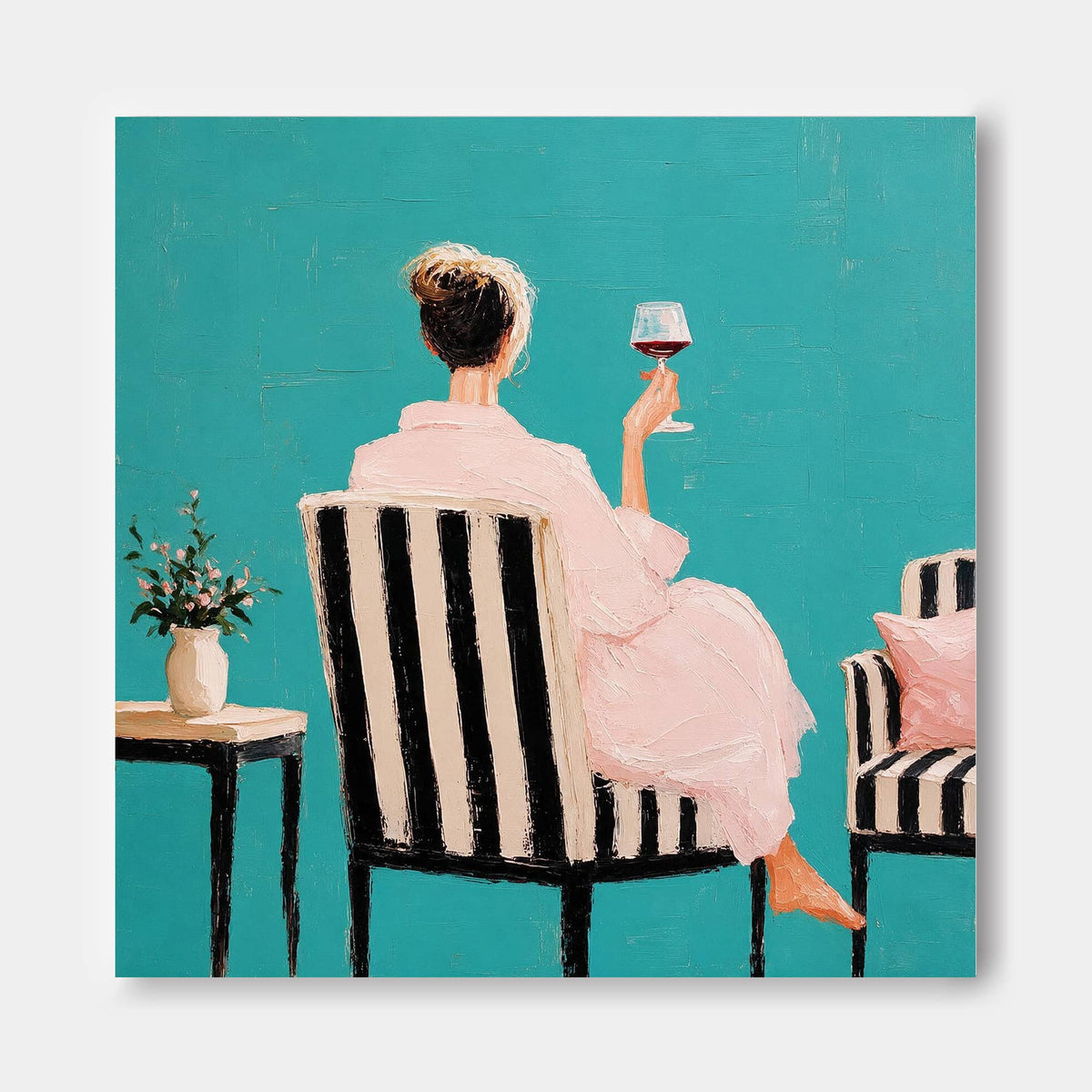 Impressionist Style Canvas Painting With Impasto Technique And Bright Colors