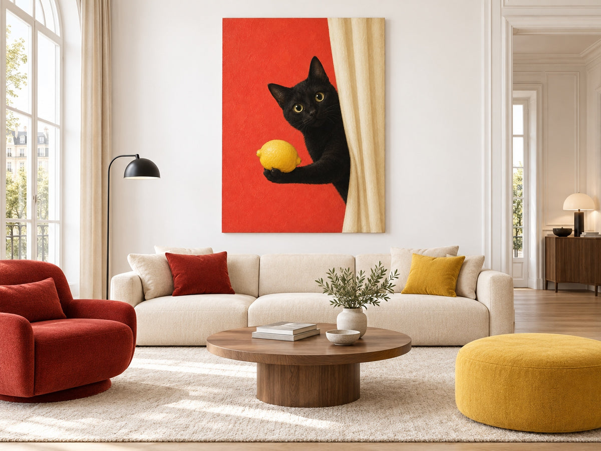 Modern Whimsical Animal Painting With Bold Color Block Design For Living Spaces
