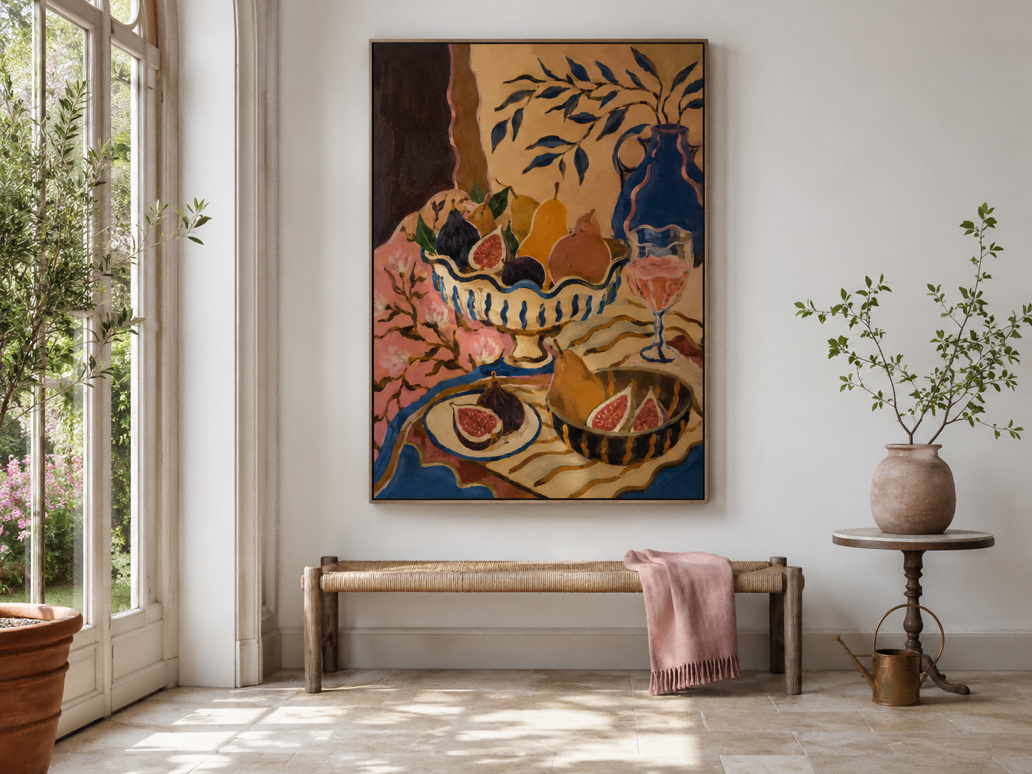 Fantasy Still Life With Pears And Figs In Art Deco Style Canvas Painting