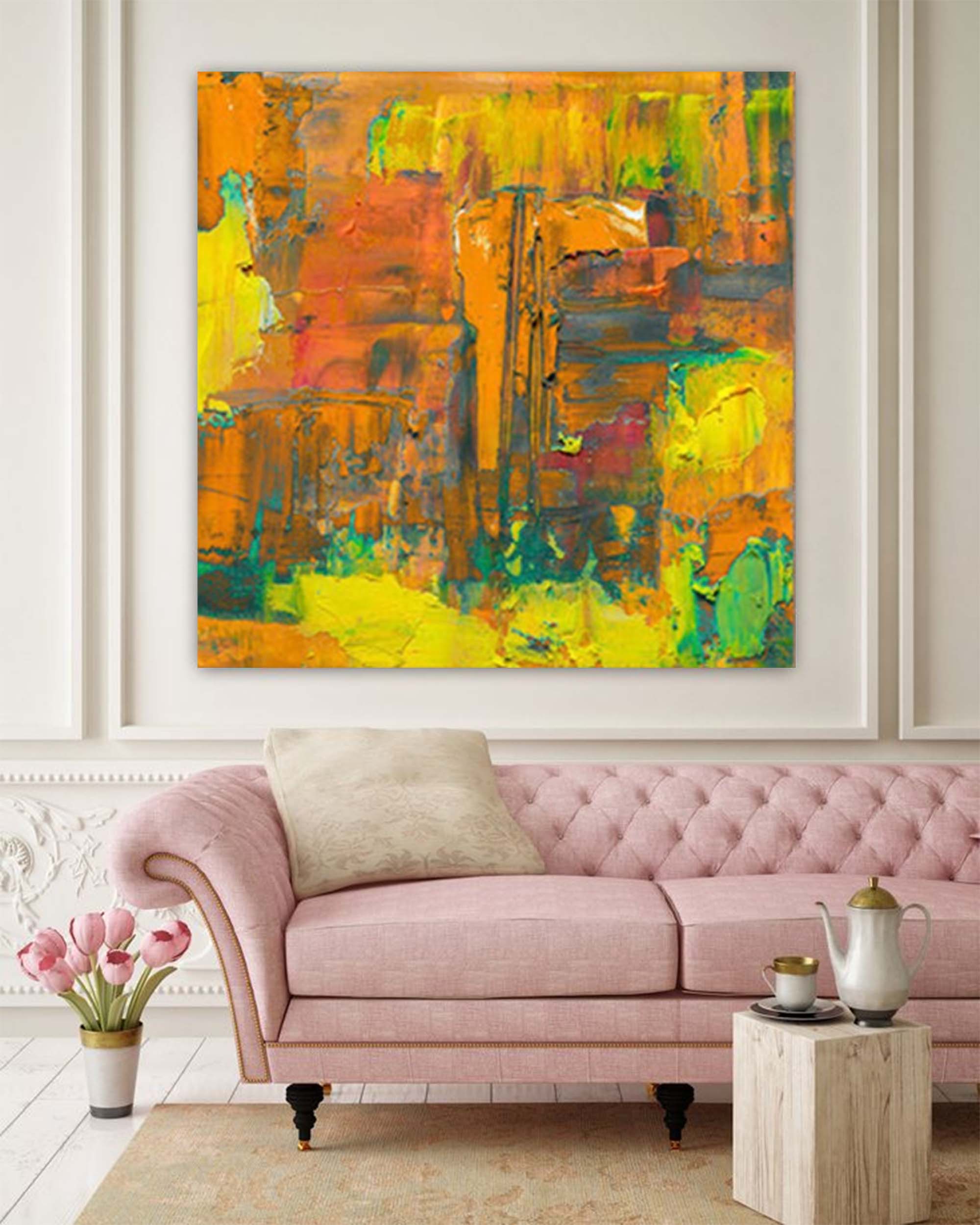 Texture Original Abstract Oil Painting On Canvas Yellow Abstract Acrylic Painting Wall Art Modern Abstract Art Home Decor