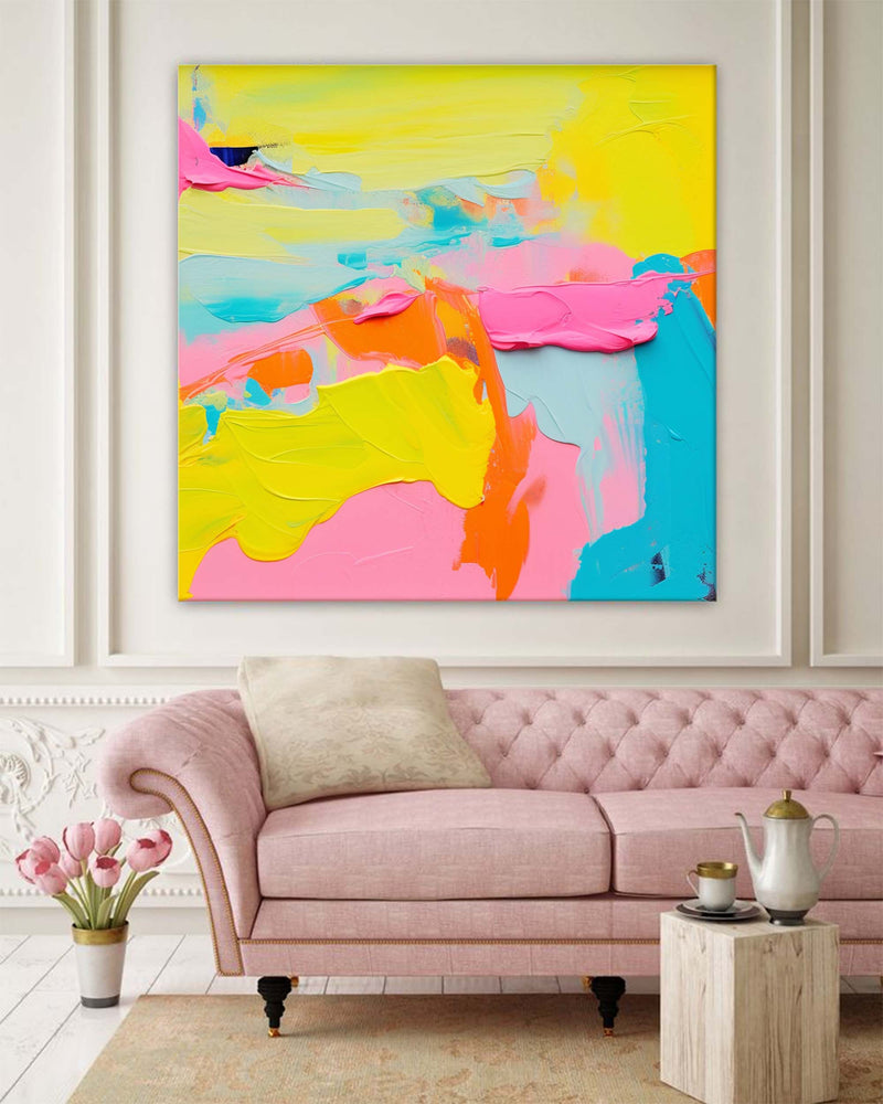 Vibrant Colorful Abstract Oil Painting On Canvas Modern Wall Art Large Original Color Acrylic Painting Home Decor