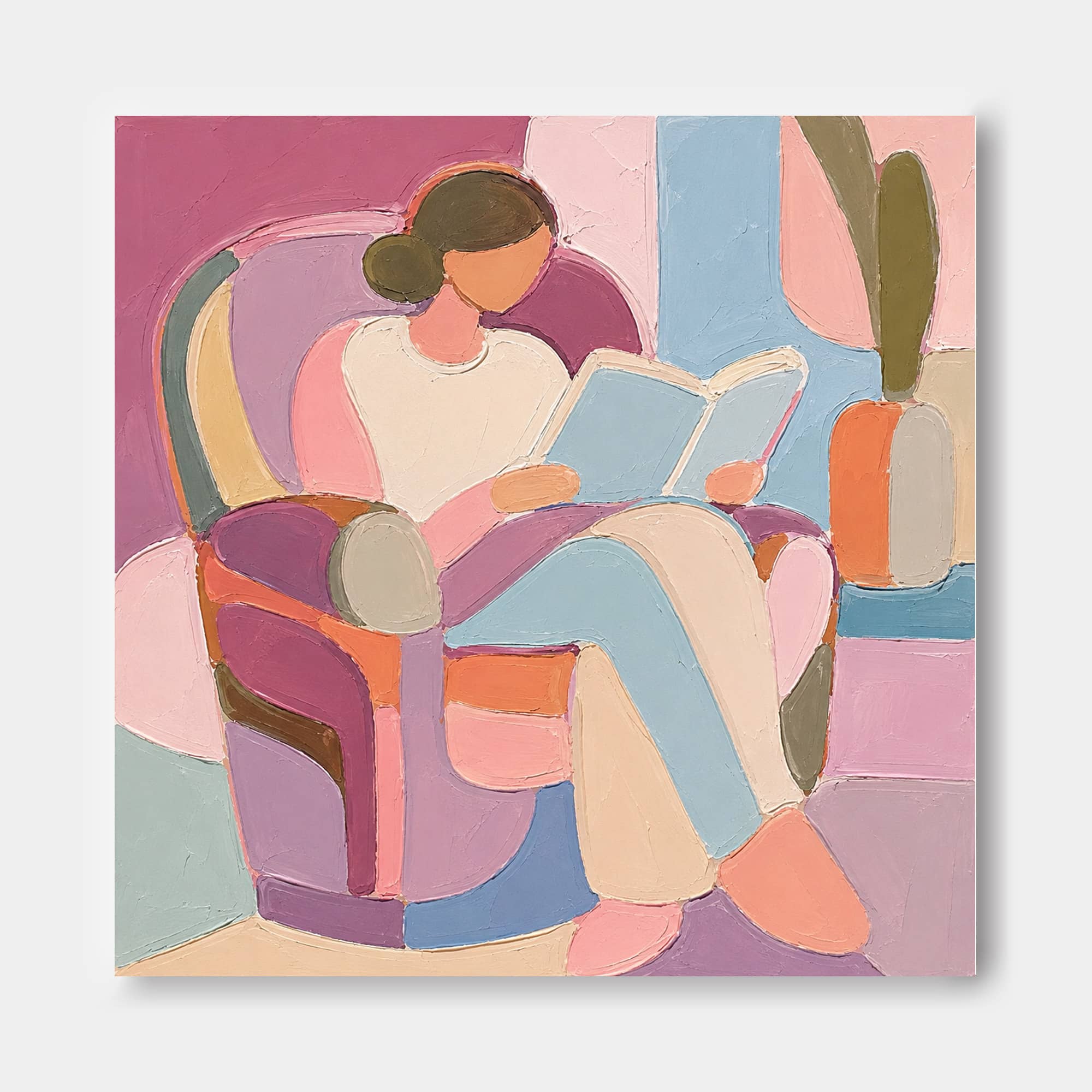 Abstract Colorful People Painting With Bold Blocks For Modern Living Room Decor