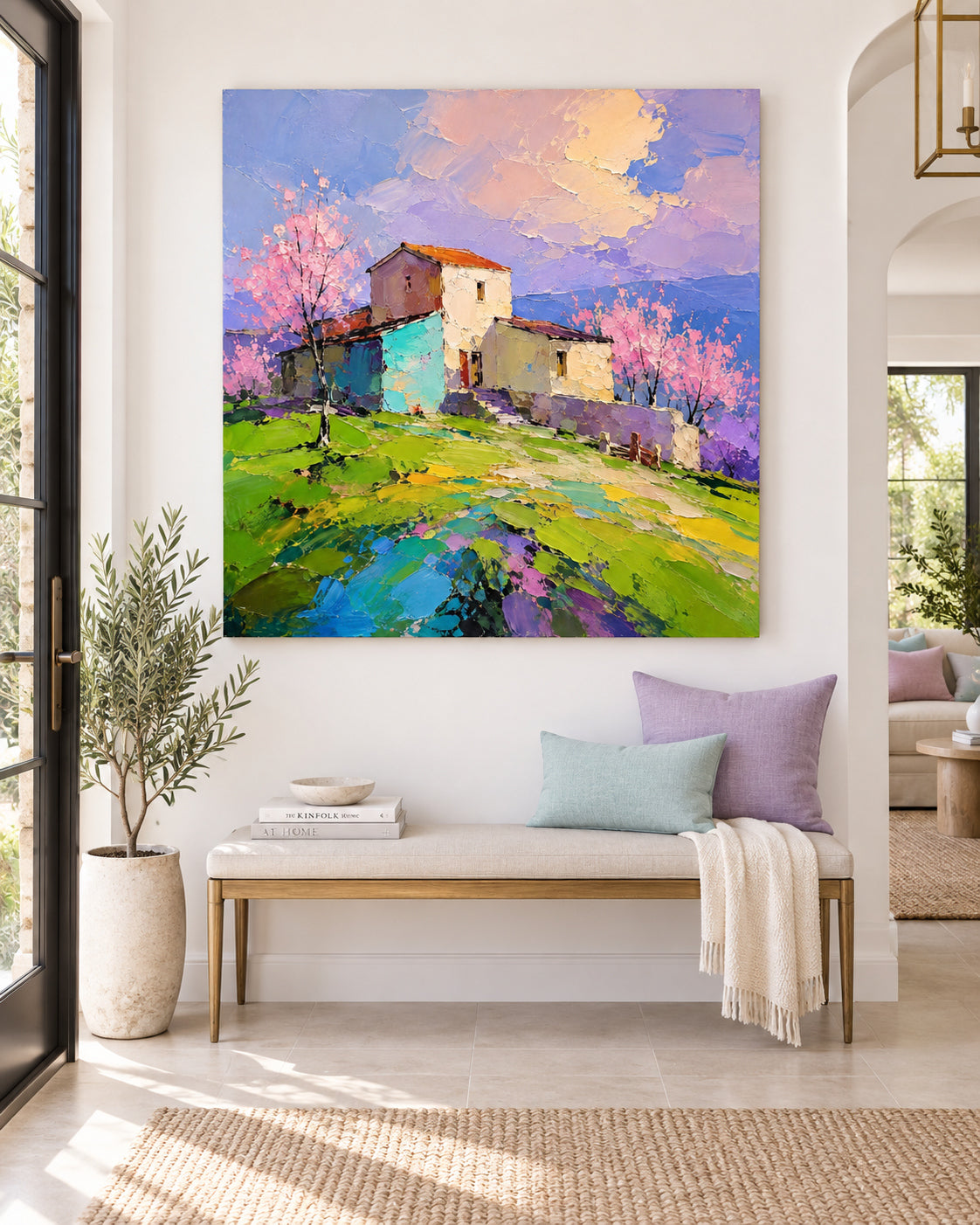 Modern Impressionist Floral Landscape Oil Painting On Canvas