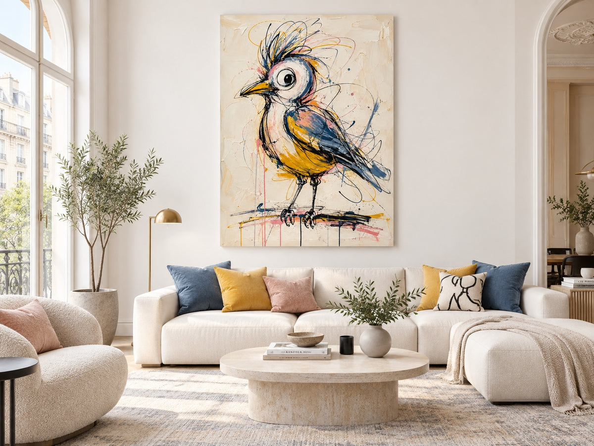 Modern Abstract Animal Art With Expressive Brushstrokes And Vibrant Palette For Art Collectors Colorful Abstract Bird Painting