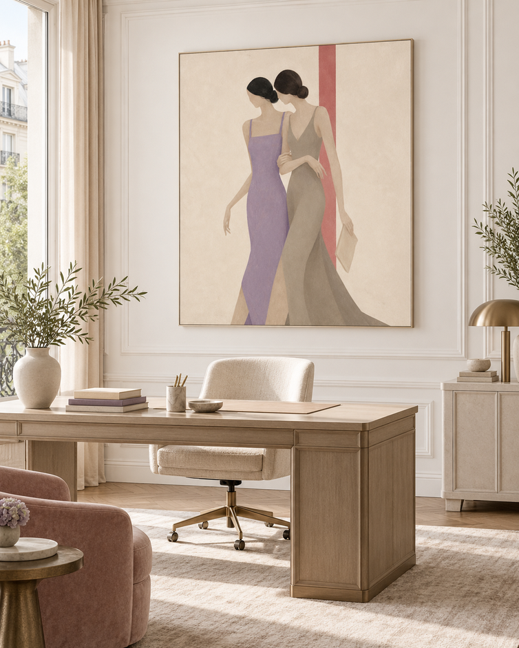 Minimalist Geometric Figure Painting In Morandi Colors Original Handmade Artwork
