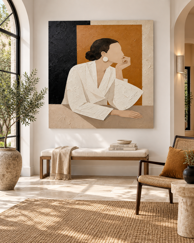 Minimalist Textured Portrait Art Modern Urban Chic Canvas Print