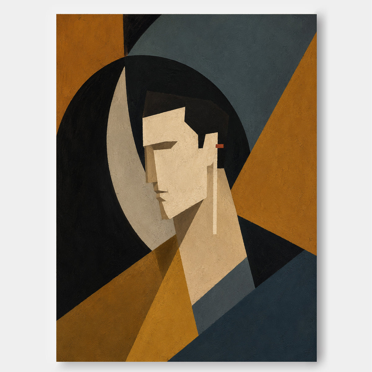 Modern Cubist Inspired Minimalist Art With Deep Emotional Tone And Textured Finish