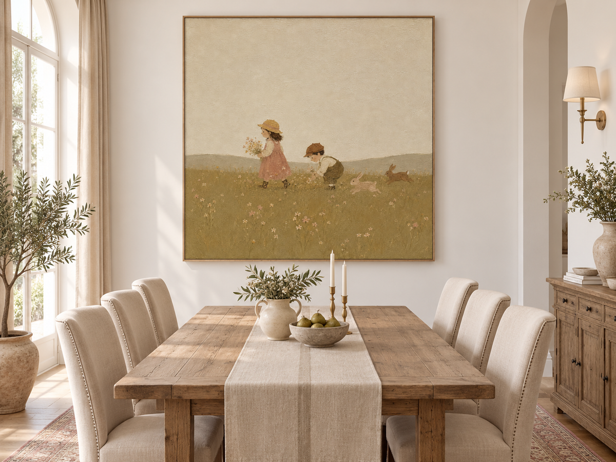 Warm Pastoral Wall Art For Nursery And Living Room With Textured Finish