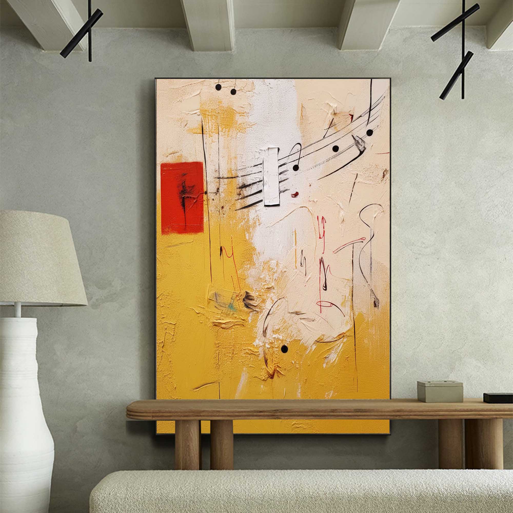 vibrant Modern Textured Oil Painting Canvas Original Graffiti Abstract Wall Art Large Yellow Oil Painting Home Decor Gifts