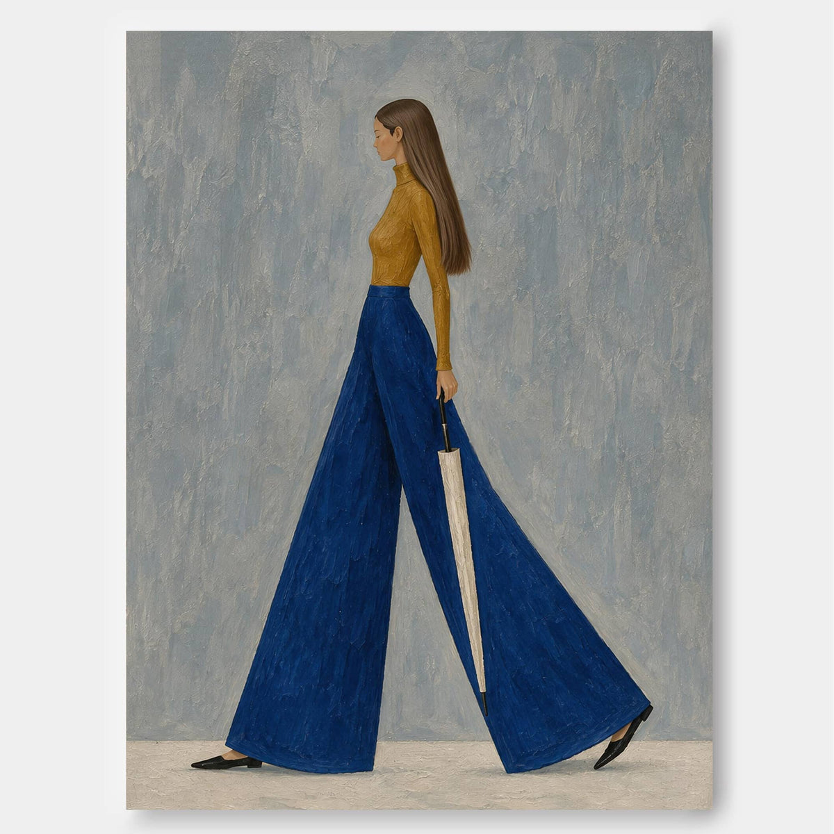 Abstract Figure Painting With Textured Background Original Art