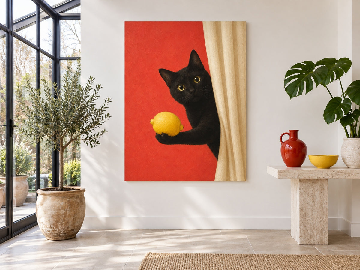 Modern Whimsical Animal Painting With Bold Color Block Design For Living Spaces