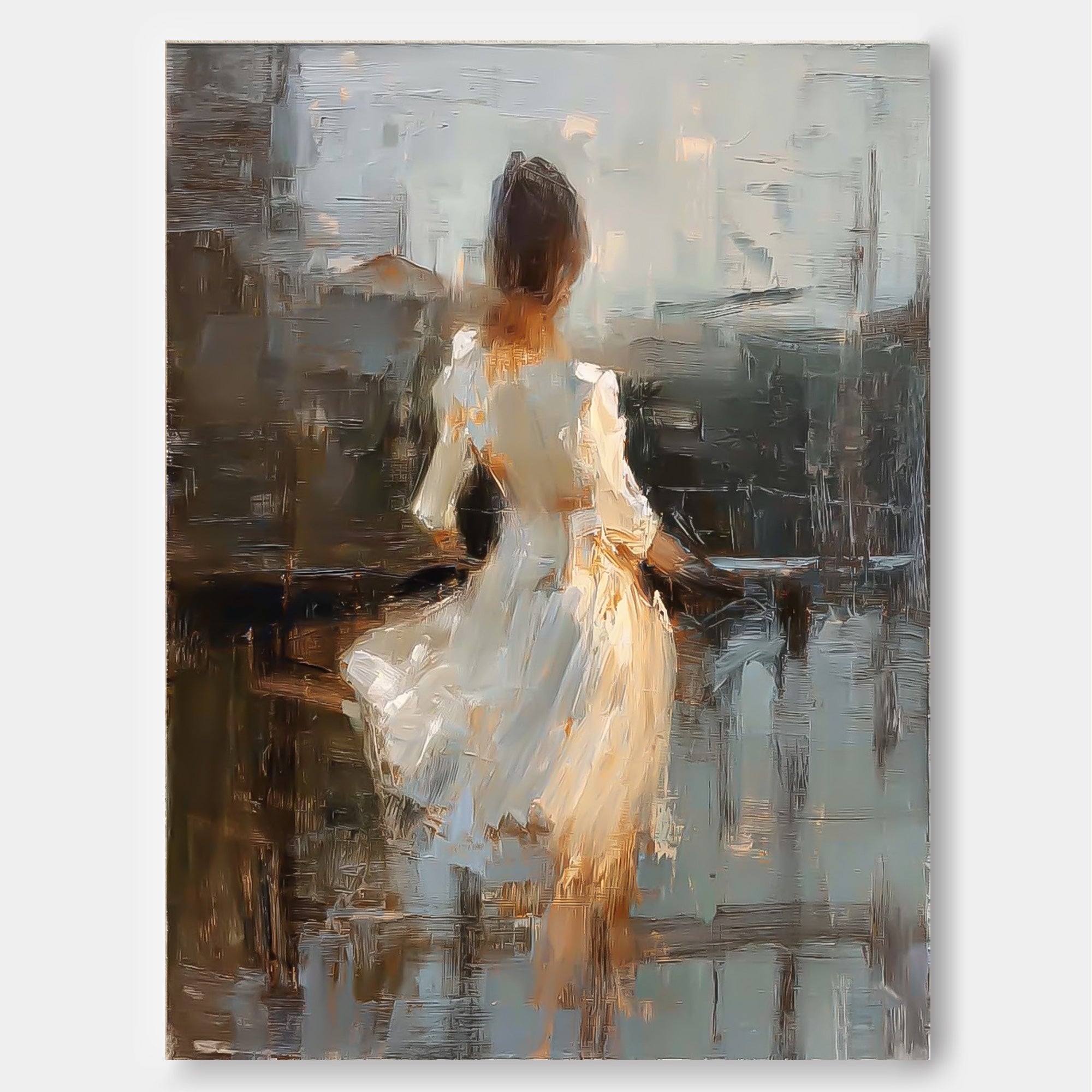 Vintage Abstract Woman Painting With Textured Brushstrokes For Living Room Decor