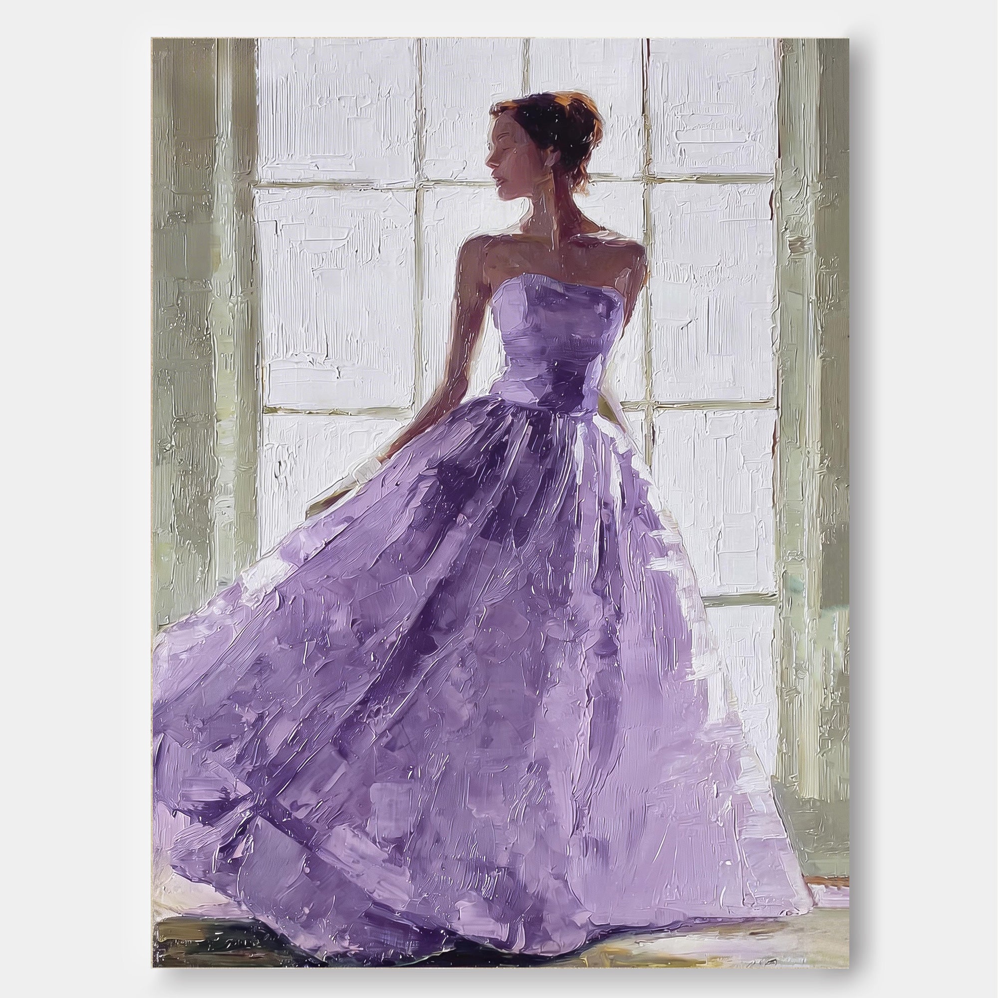 Luxury Original Artwork Of Woman In Purple Dress For Bedroom Or Lounge Interior Design Accent
