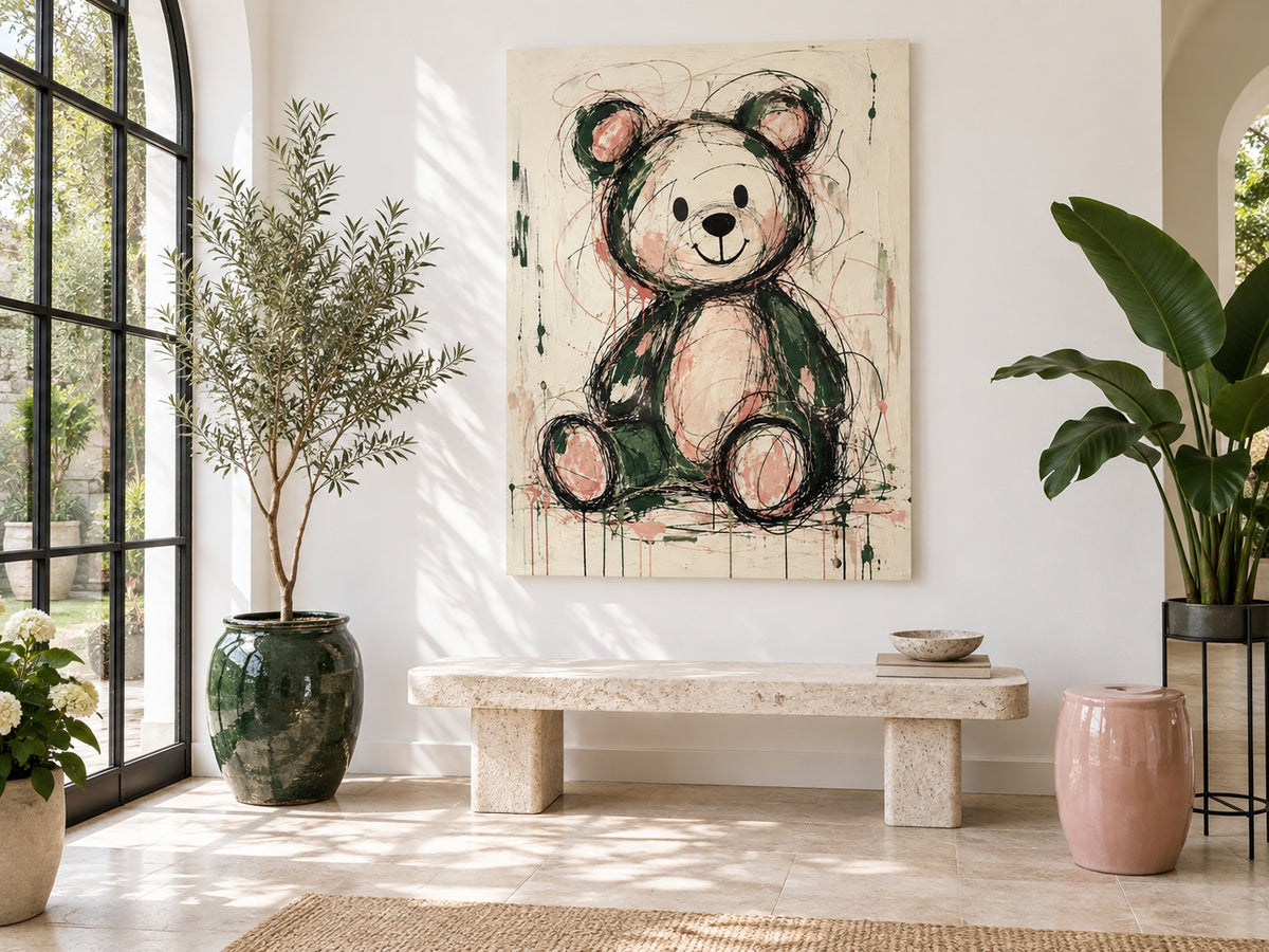 Modern Graffiti Wall Art For Kids Room Nursery With Cute Bear