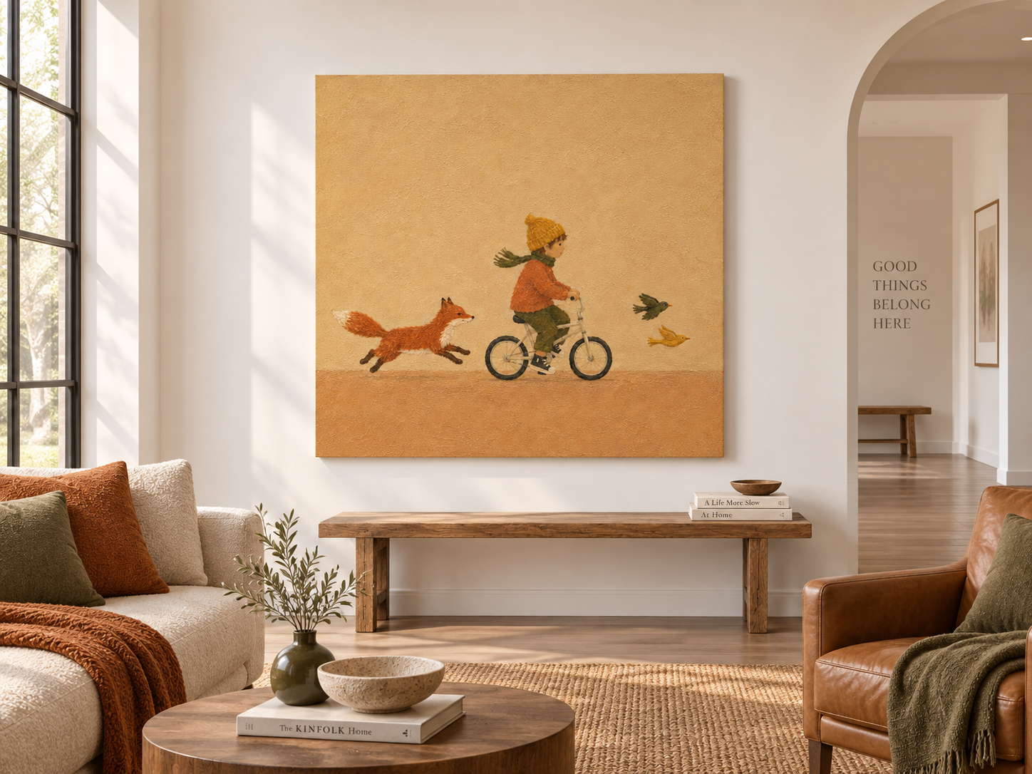 Whimsical Storybook Art For Kids Room Modern Nursery Wall Decor Beige
