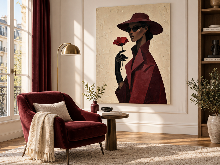 Minimalist Geometric Vintage Style Art Elegant Woman With Sunglasses Canvas