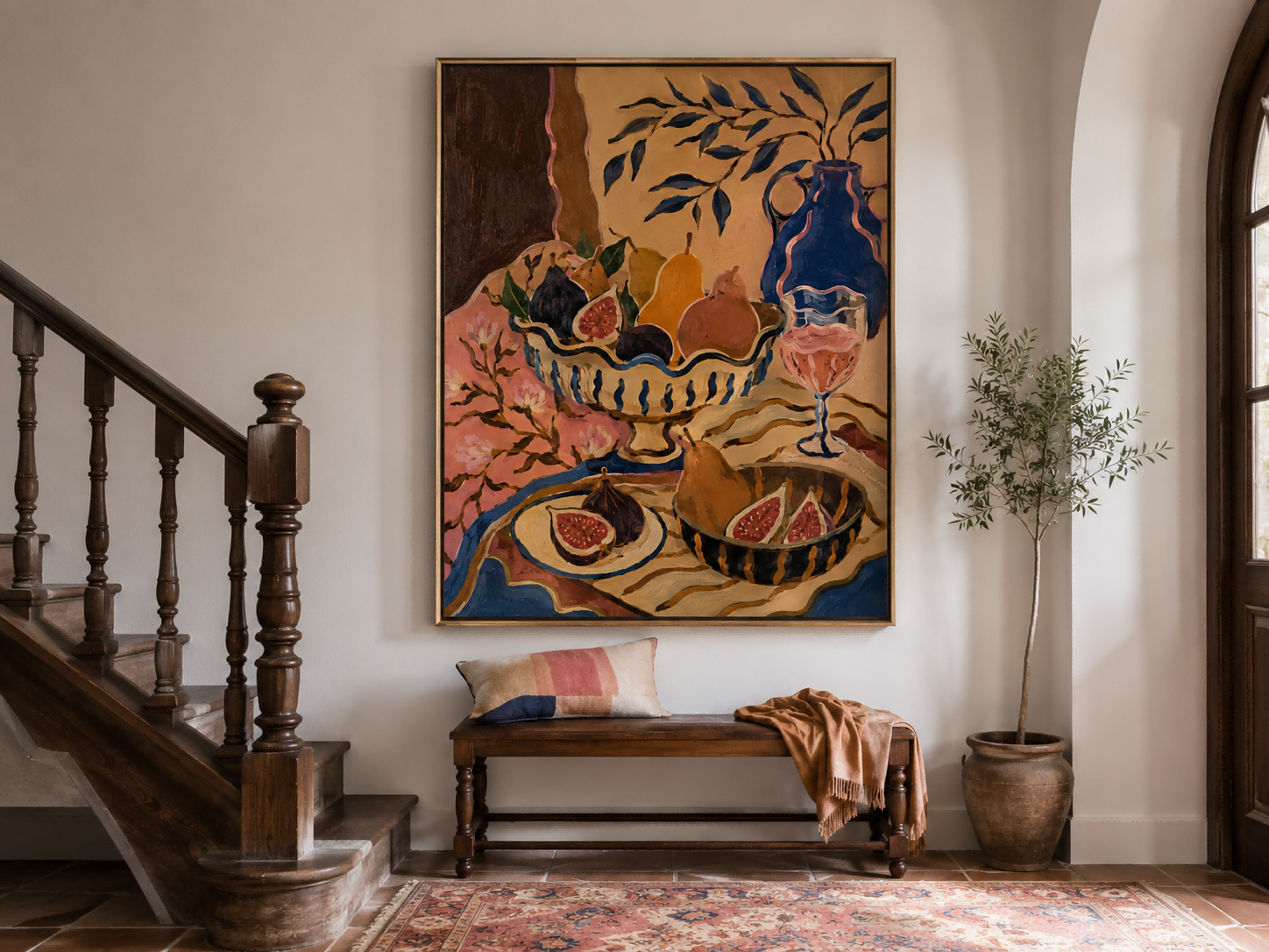 Fantasy Still Life With Pears And Figs In Art Deco Style Canvas Painting