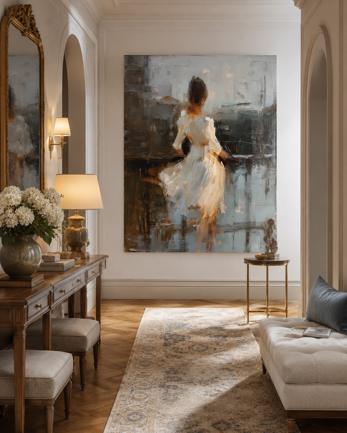 Vintage Abstract Woman Painting With Textured Brushstrokes For Living Room Decor