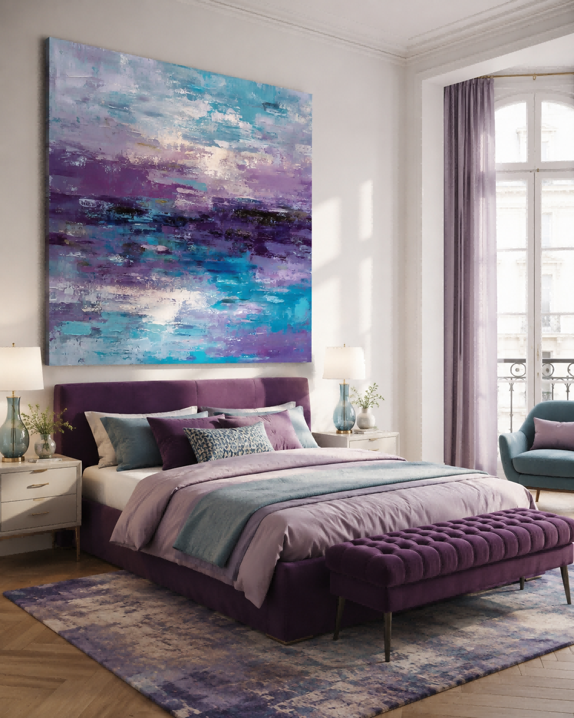 Handmade Textured Oil Painting Abstract Art With Bold Colors And Linen Canvas