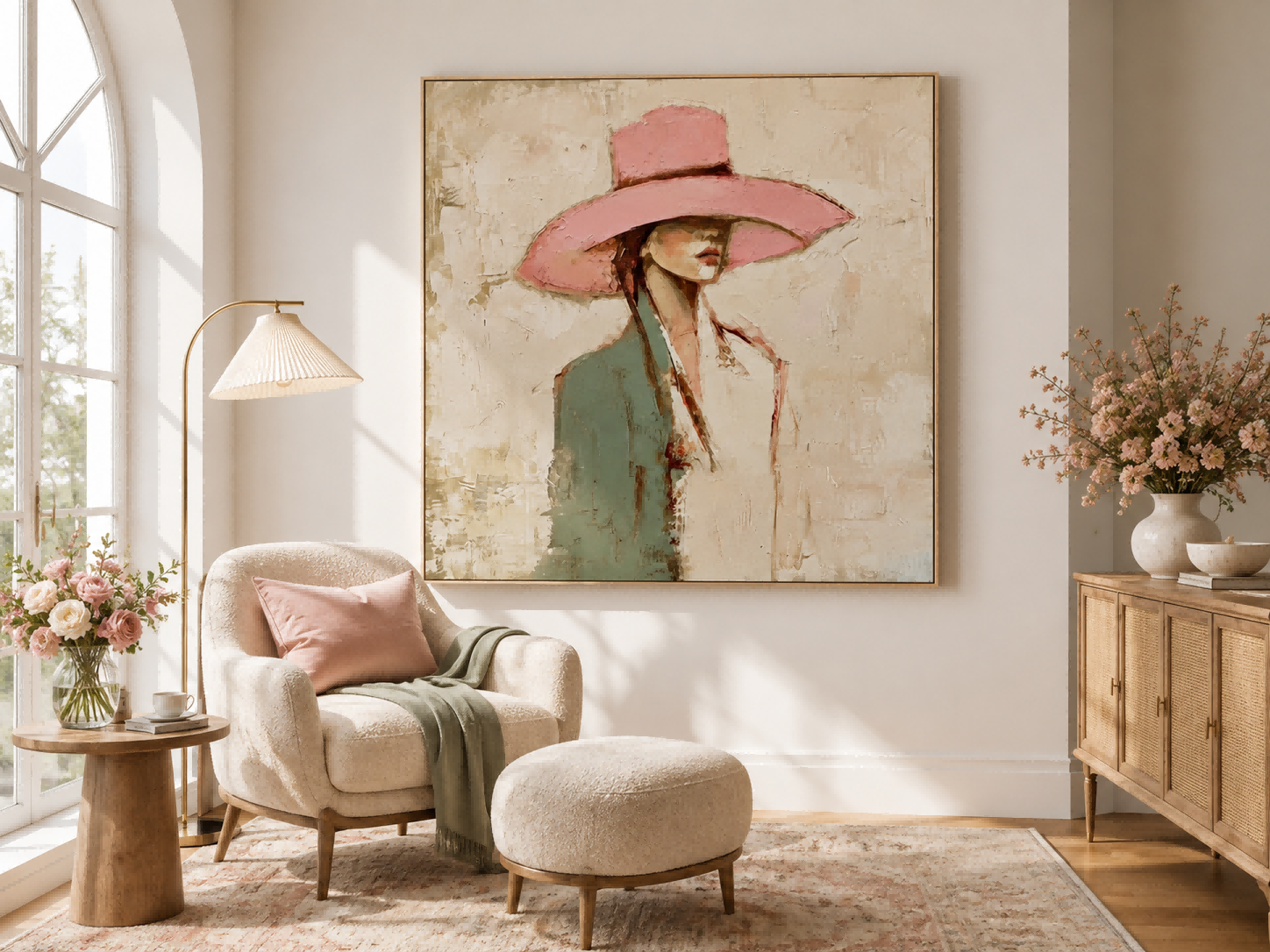 Original Hand Painted Woman Artwork With Textured Canvas Ideal For Luxury Home Interior Design