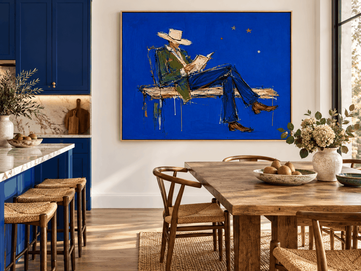 Vintage Modern Textured Painting With Bold Color Contrast