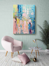 Large Abstract Painting Colorful Painting On Canvas Original Pink Painting Blue Painting Bright Wall Art Modern Wall Decor