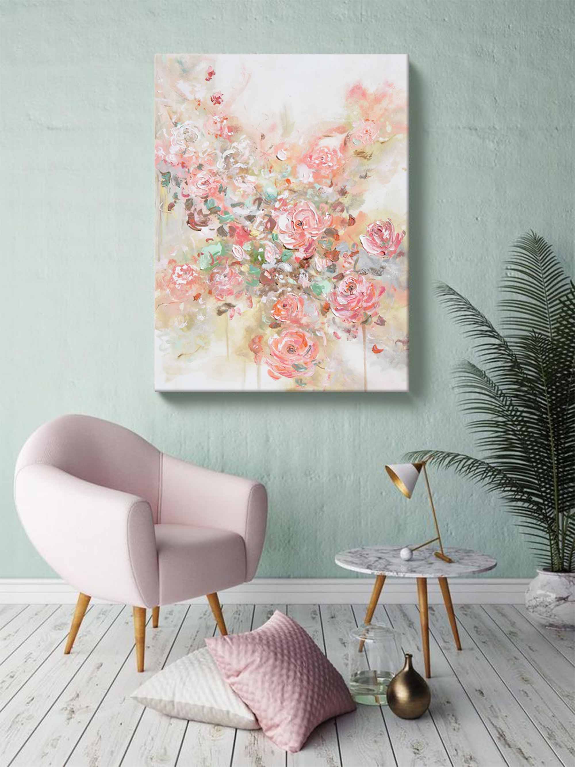 Abstract Pink Flower oil Painting On Canvas Original Wall Art Modern Painting Home Decor