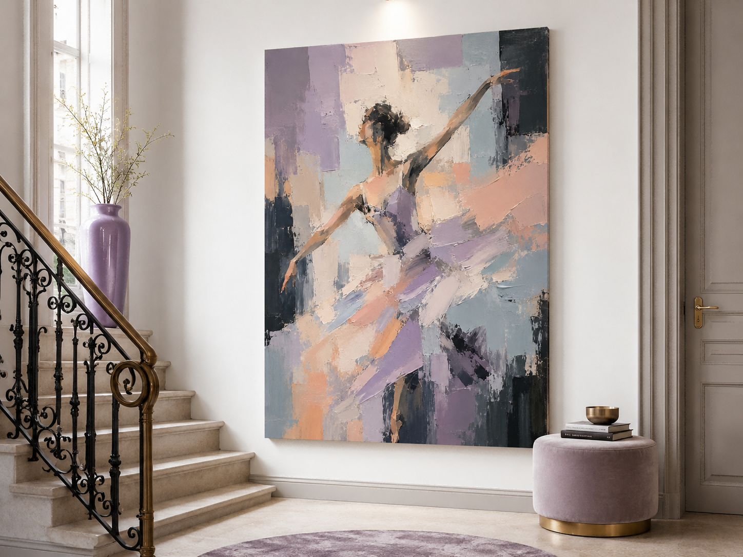 Handmade Textured Oil Painting Of Ballerina With Expressive Brushstrokes And Modern Appeal