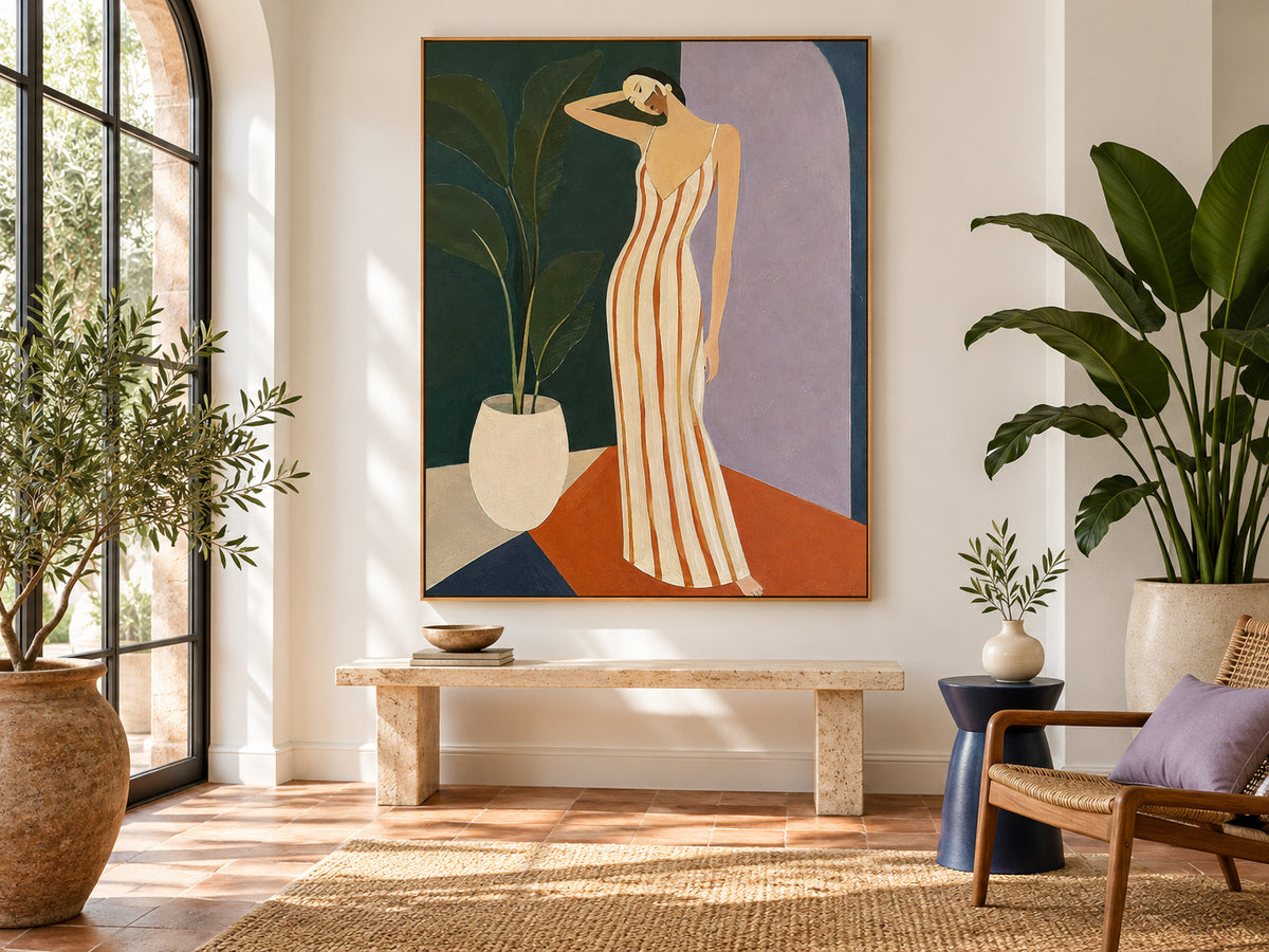 Abstract Modernist Figure Painting In Muted Earth Tones