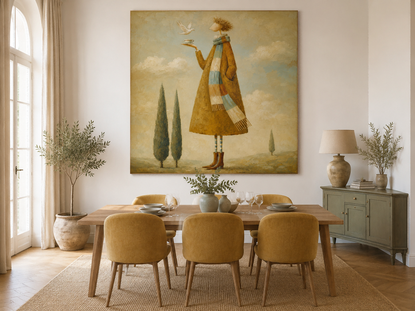 Abstract Surrealist Painting With Impasto Texture In Warm Earth Tones