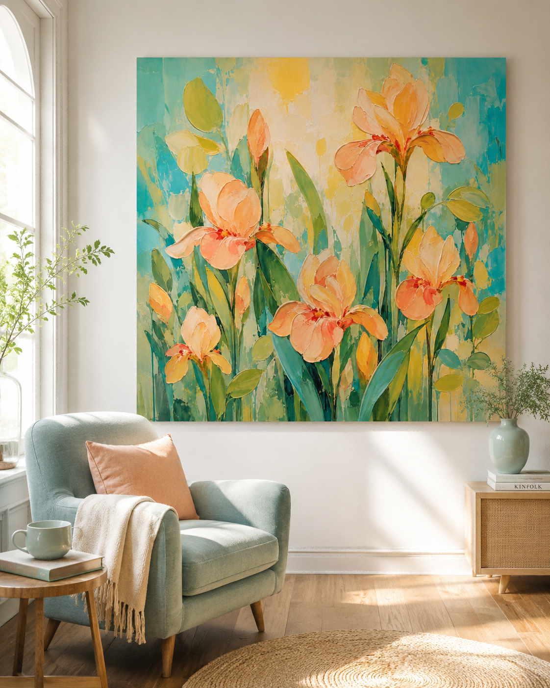 Impasto Abstract Flower Painting Bright Colorful Canvas Art Collection