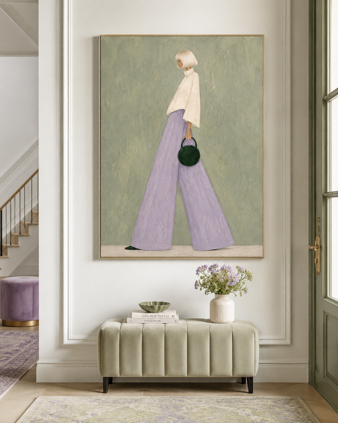 Abstract Modern Art Painting With Textured Brushwork And Feminine Elegance