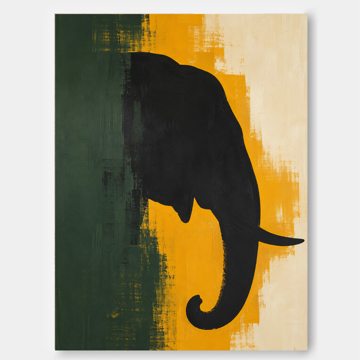 Abstract Geometric Animal Art With Heavy Texture And Retro Color Palette