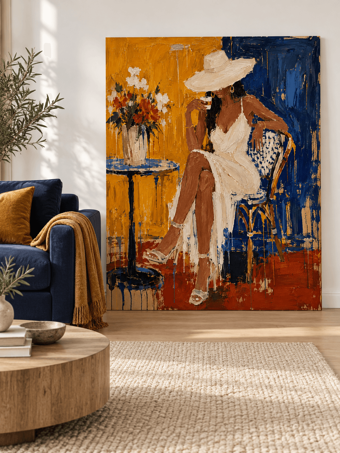 Modern Textured Art Minimalist Fashion Illustration Original Canvas For Chic Interiors
