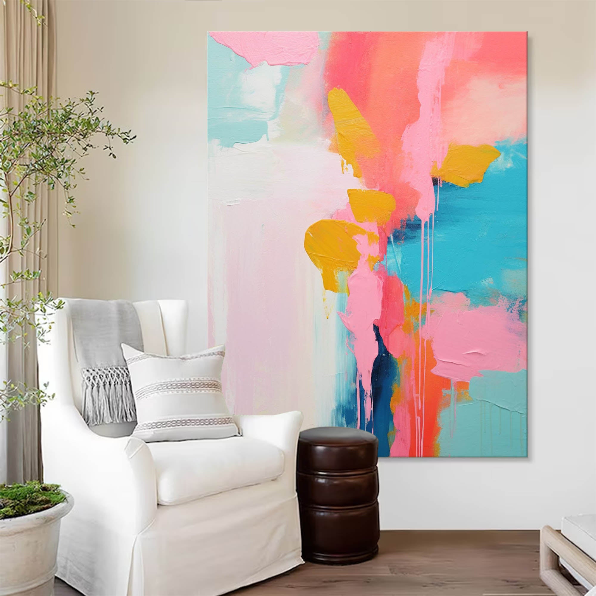 Bright Colorful Abstract Oil Painting On Canvas Modern Texture Wall Art Large Colorful Original Painting Home Decor