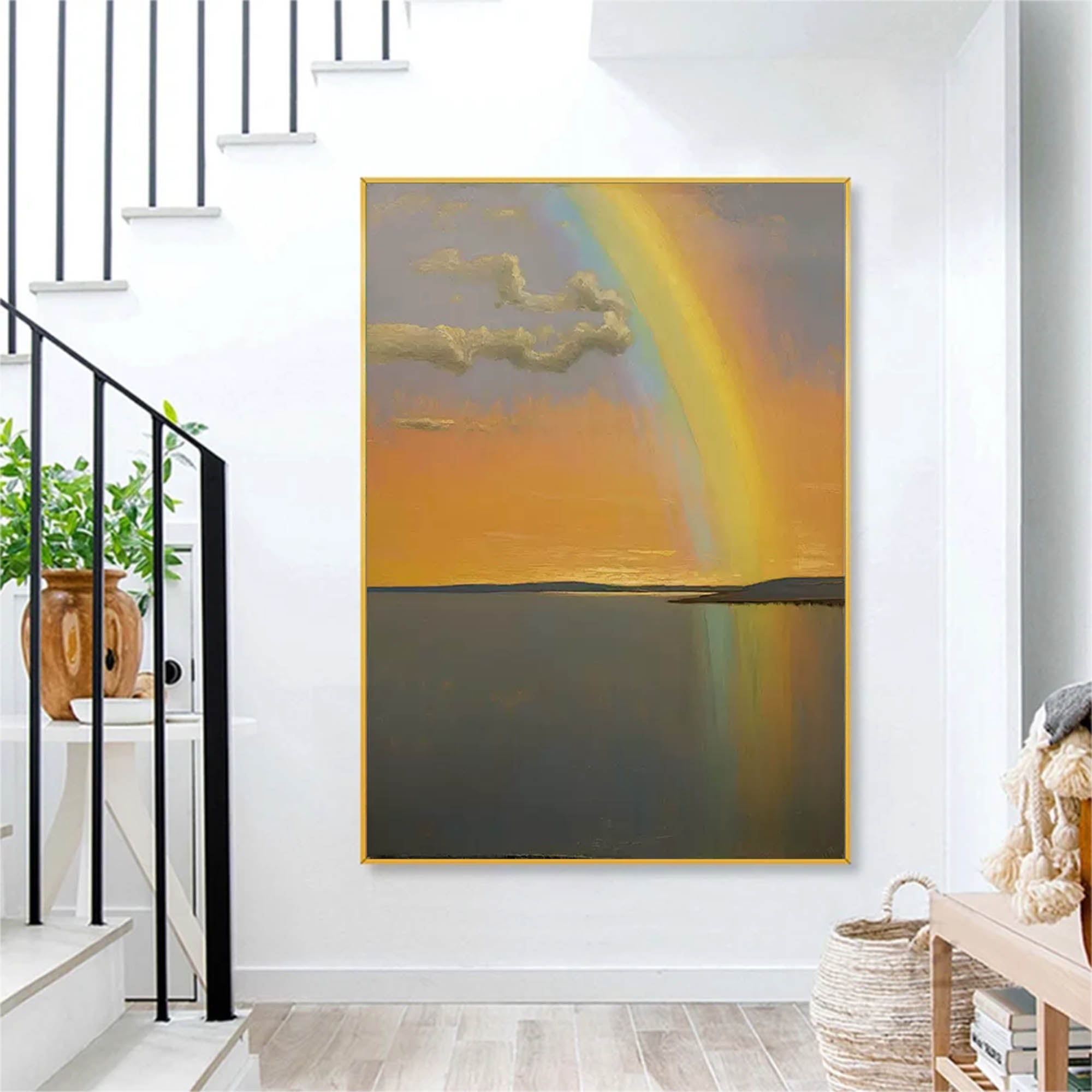 Rainbow Abstract Modern Wall Art Acrylic Painting Large Texture Landscape Oil Painting Home Decoration