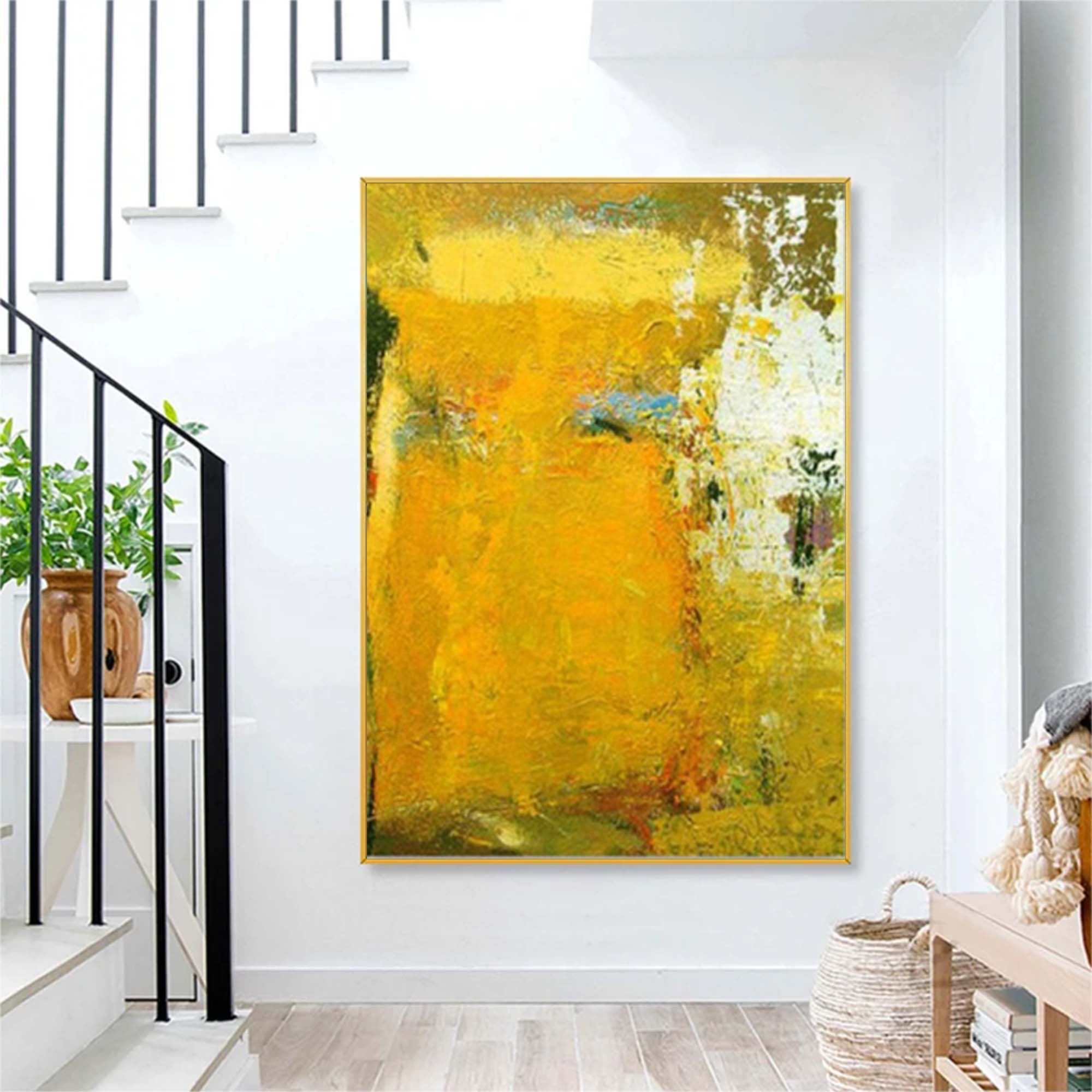 Texture Yellow Abstract Painting On Canvas Large Modern Wall Art Original Minimalist Painting For Living Room