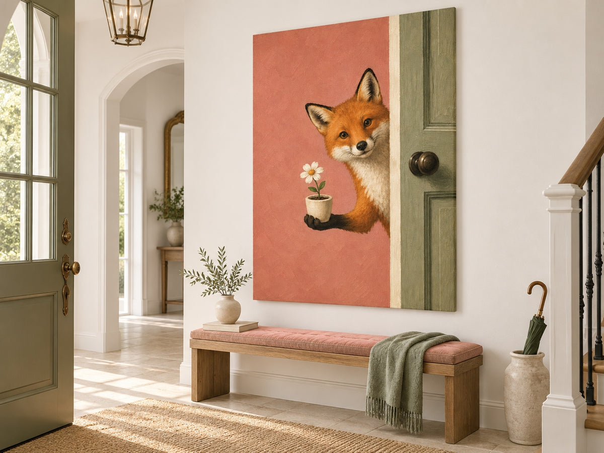Modern Anthropomorphic Animal Painting Healing Storytelling Canvas Art