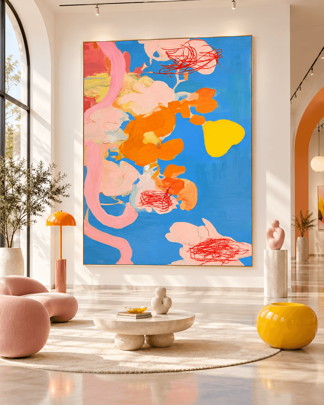 Scandinavian Style Abstract Art With Graffiti Touch And Bright Hues