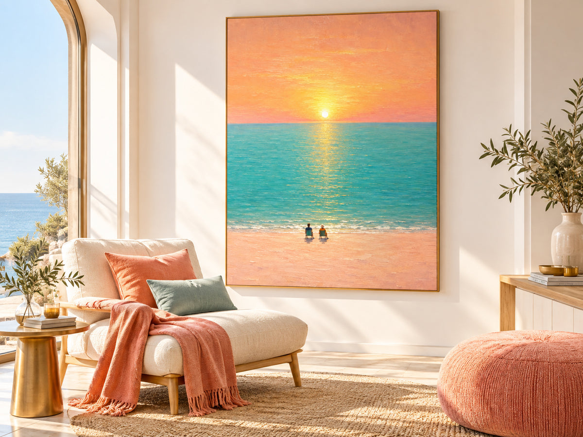 Original Impressionist Style Textured Canvas Painting Of A Healing Seascape