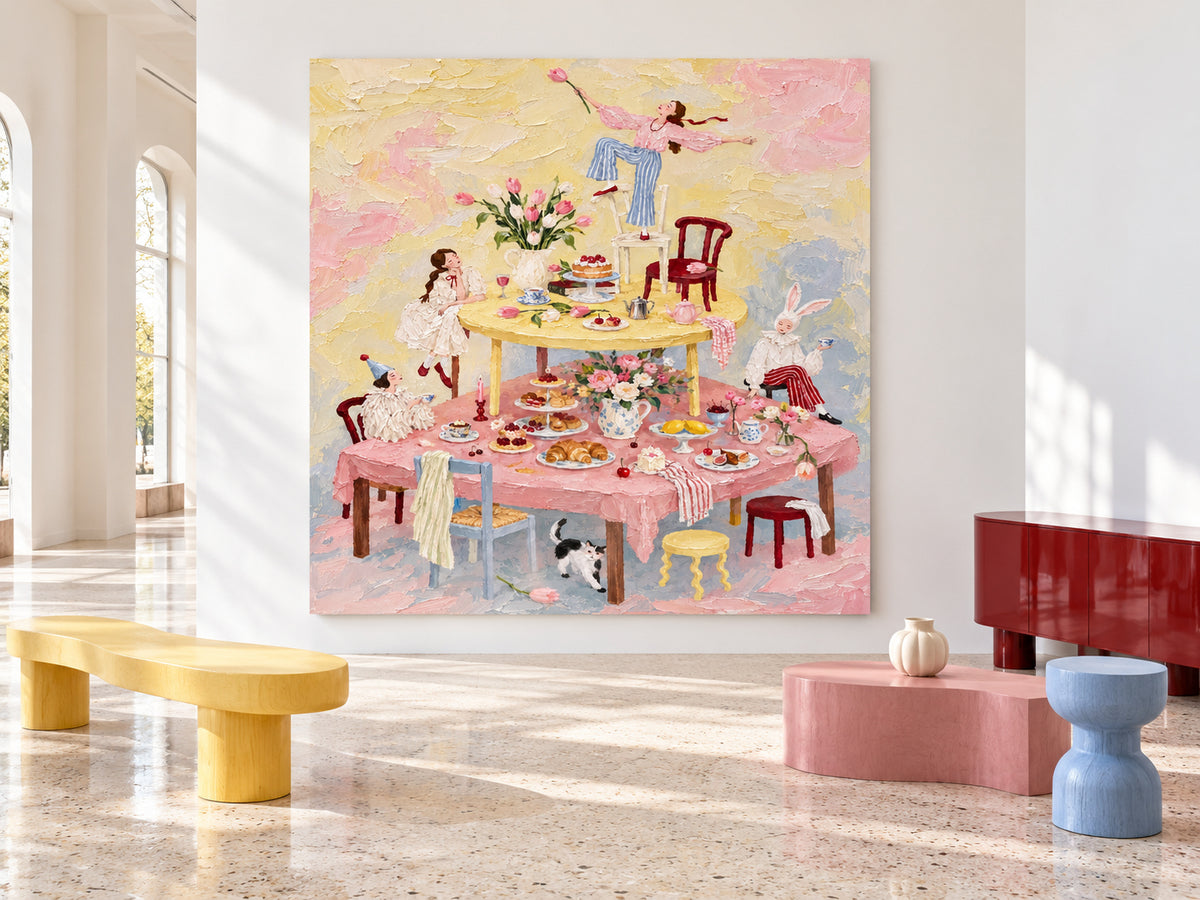 Textured Surrealism Oil Painting Modern Vintage Fantasy Art For Living Room