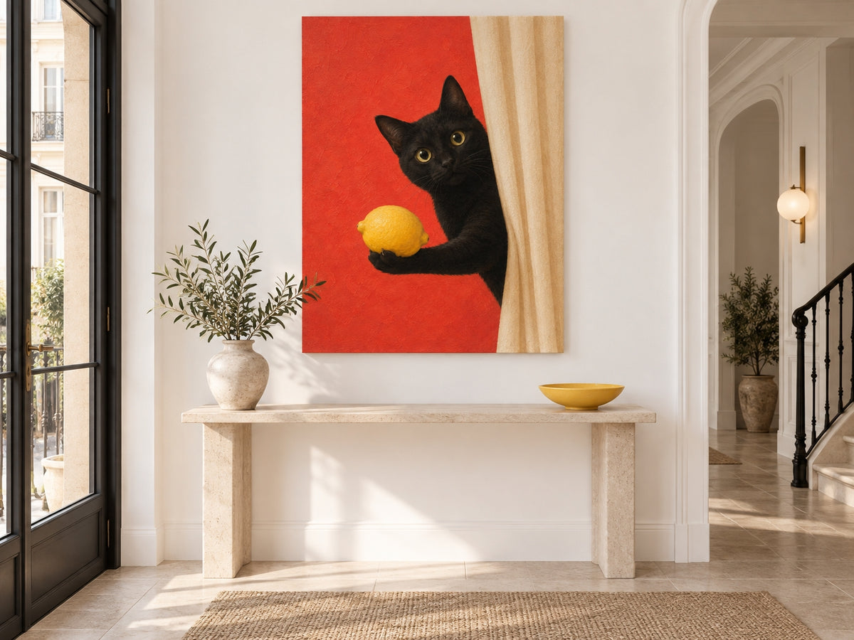 Modern Whimsical Animal Painting With Bold Color Block Design For Living Spaces