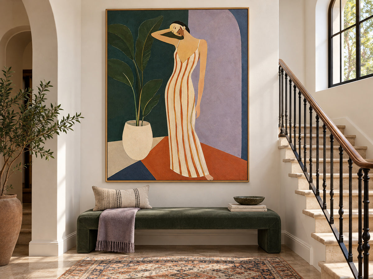 Abstract Modernist Figure Painting In Muted Earth Tones