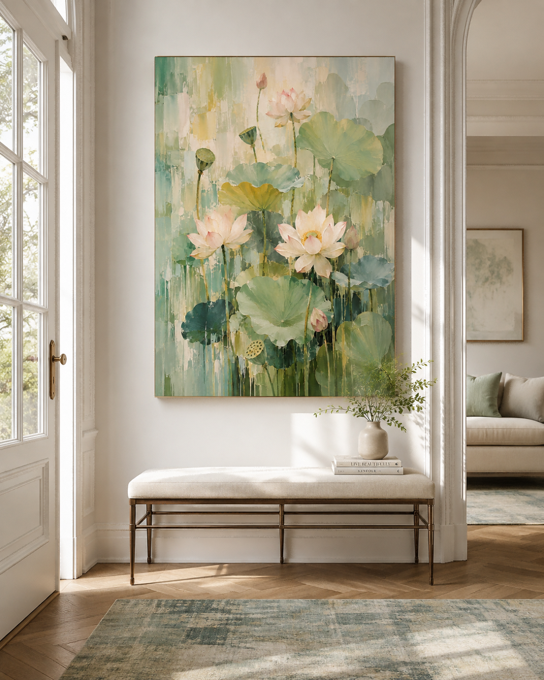 Impasto Abstract Lotus Art Trendy Luxury Wall Decor Handmade Canvas Painting