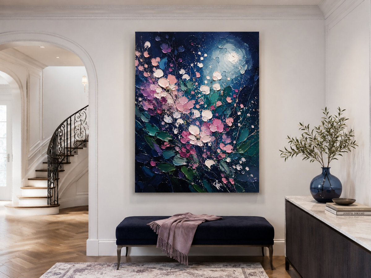 Romantic Moonlight Flower Wall Art For Bedroom And Living Room Decor Romantic Moonlight Flower Wall Art For Bedroom And Living Room Decor
