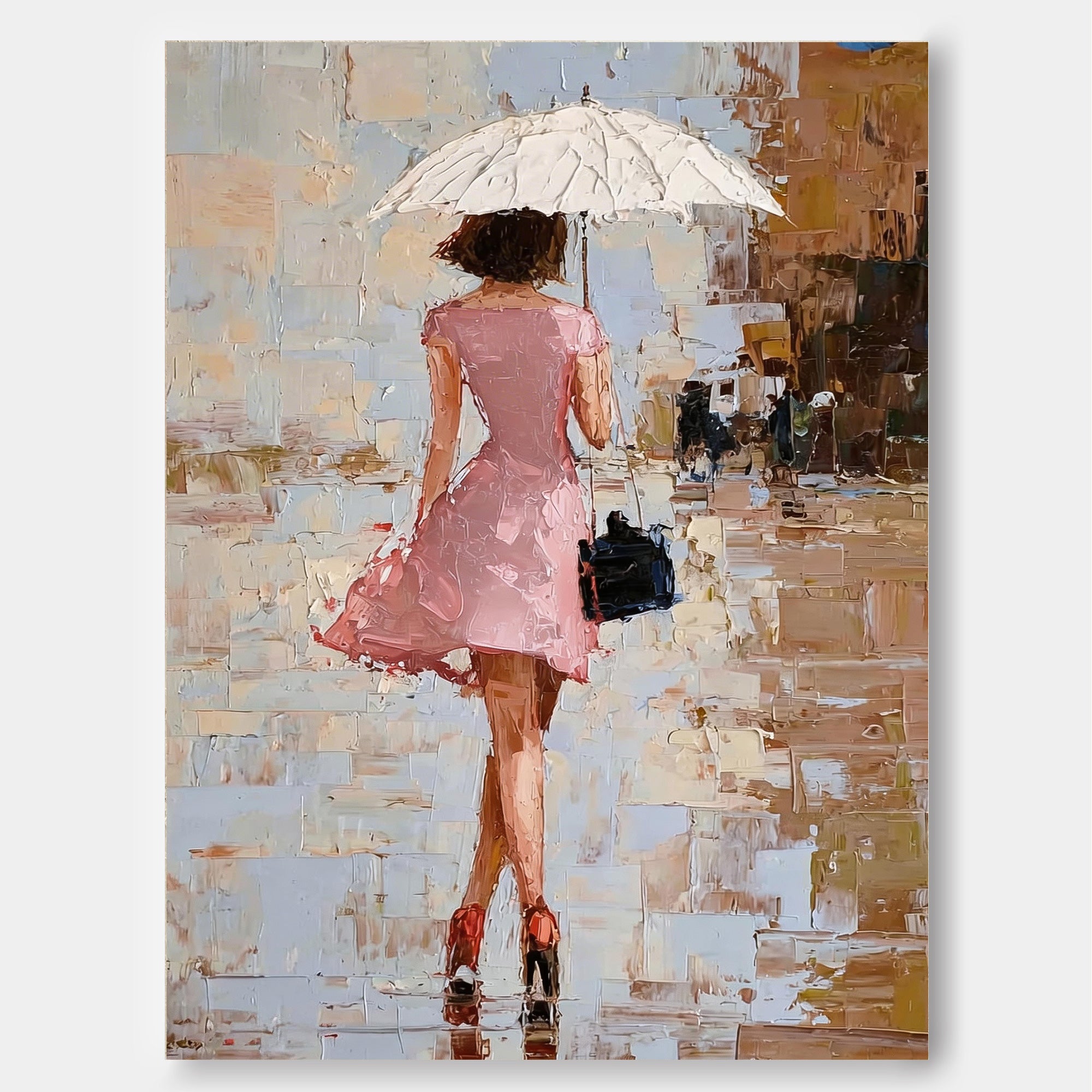 Elegant Woman Silhouette Wall Art Abstract City Background Home Decor