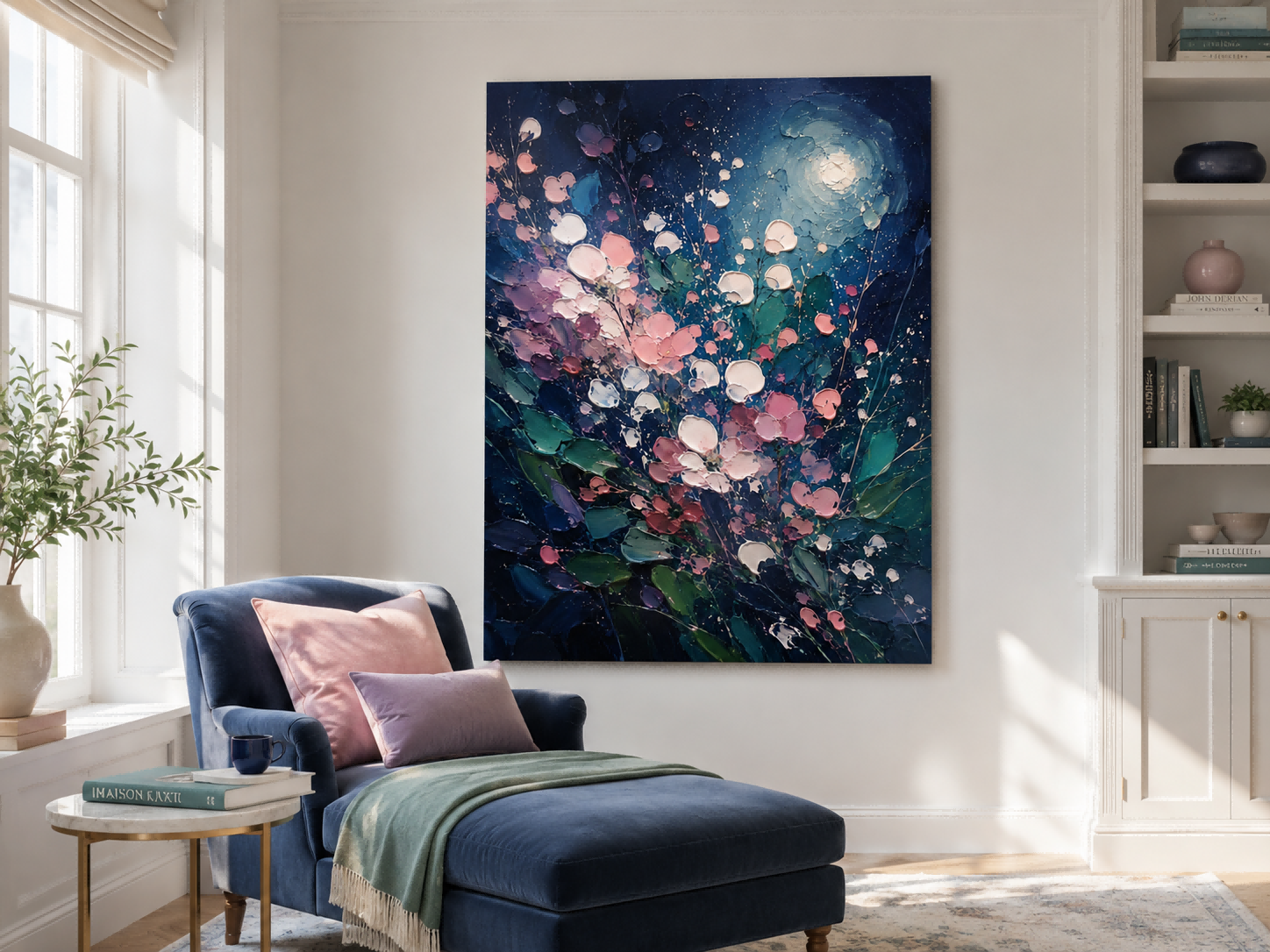 Romantic Moonlight Flower Wall Art For Bedroom And Living Room Decor Romantic Moonlight Flower Wall Art For Bedroom And Living Room Decor