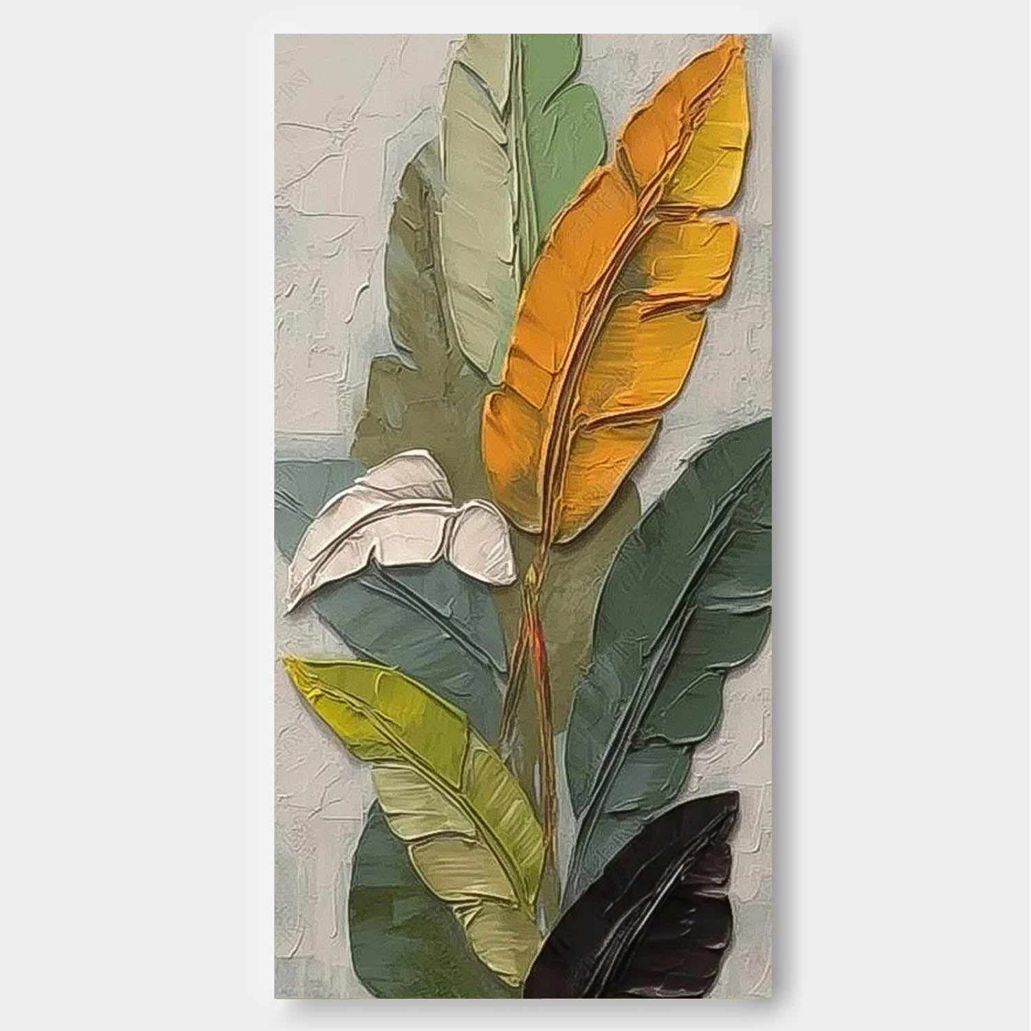 Texture Multicolor Foliage Long Version Large Abstract Oil Painting Original Leaf Wall Art Painting Home Decor