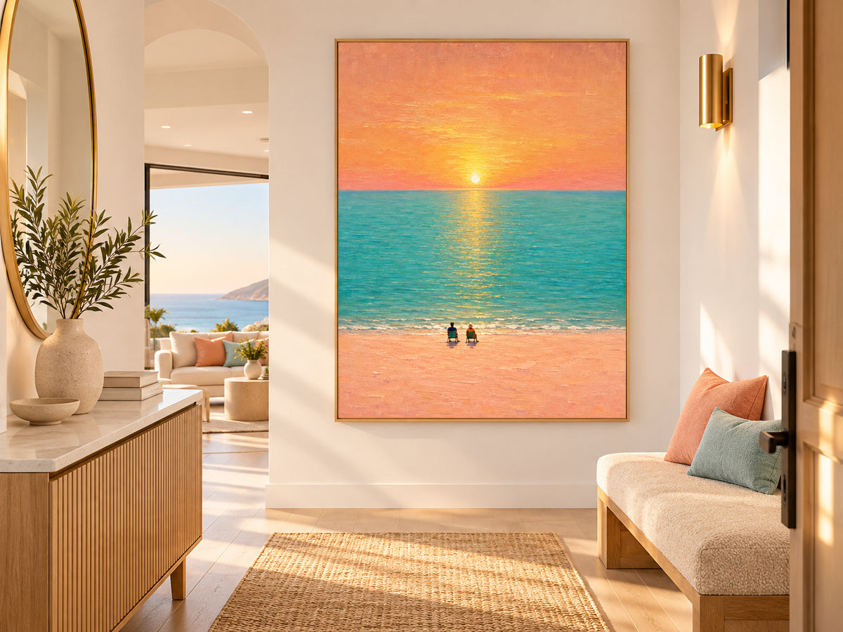 Original Impressionist Style Textured Canvas Painting Of A Healing Seascape