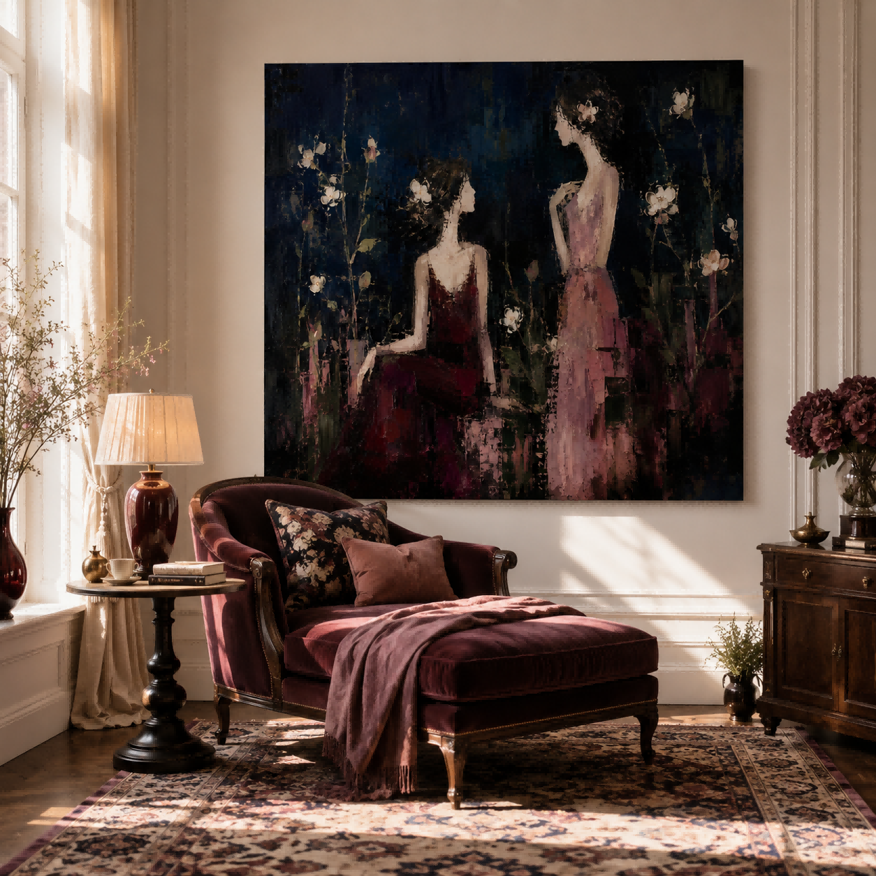 Abstract Expressionist Canvas Art With Rich Texture And Dark Romantic Tones